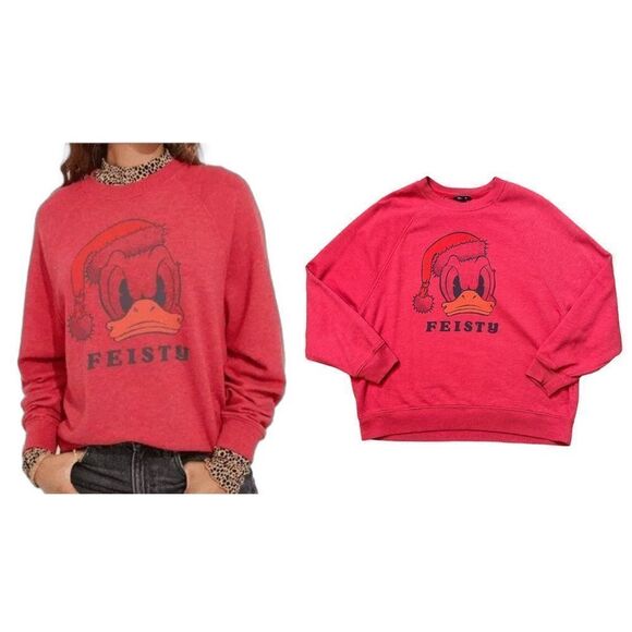 American Eagle x Disney Sweaters - American Eagle x Disney Feisty Donald Duck Christmas Red Holiday Sweater Medium